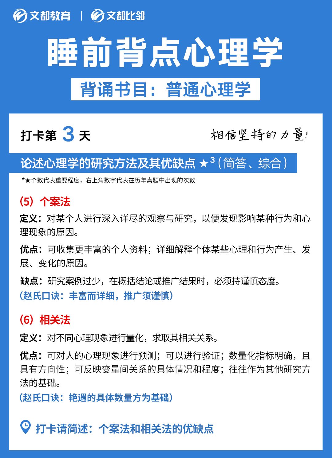 睡前背点心理学之文都考研：和案法和相关法的优缺点